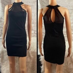 Charlotte Russe Little Black Dress 
Bodycon Mesh Neckline Size M